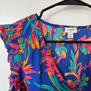 J. Crew Sleeveless Ruffle V-neck top